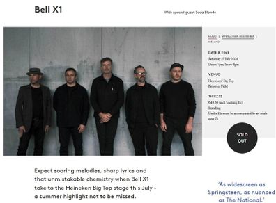 Bell X1 Galway Tickets x 2. (Face value = 49.20 each)