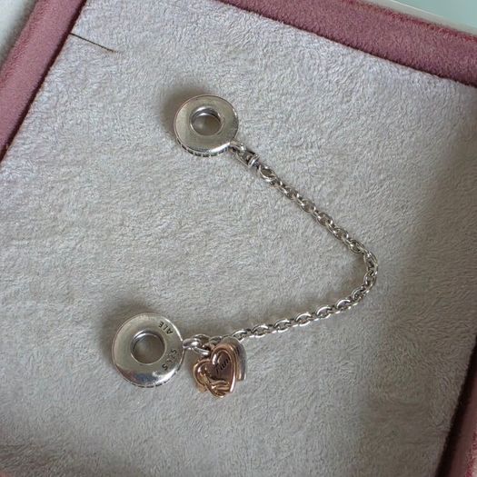 Pandora Family Heart safety chain charm very good condition hallmarked