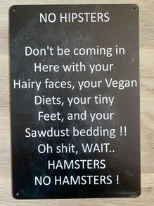 Funny Hipsters Tin Metal sign