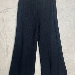 Me+Em Wide Leg Textured Trousers Sz 12UK 8US L Navy Loose Fit Casusl Classic