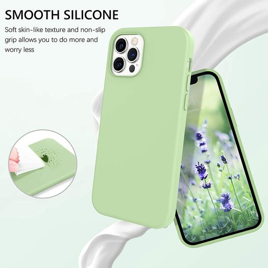 Liquid Silicone Case For iPhone 12 Pro Max Luxury Thin Soft Phone Cover New Matcha Green - FHT9IP12PMLK