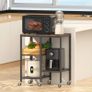 Kitchen Microwave Cart,Microwave Stand with Wheels,Coffee Bar Table Station,4-Tier Rolling Baker's Rack,Small Appliance Storage Shelf,Utility Side Table for Kitchen,Living Room (Rustic Brown) Image 4
