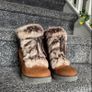 Premoli Brown Suede Fur Trim Chunky Heel Ankle Boots Size 38/UK 5 Image 2