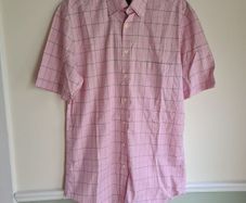 mens GANT short sleeve shirt pink check Size medium 39/15.5