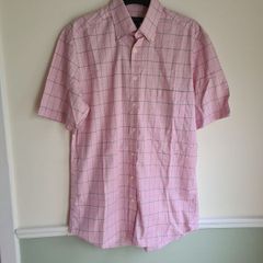 mens GANT short sleeve shirt pink check Size medium 39/15.5