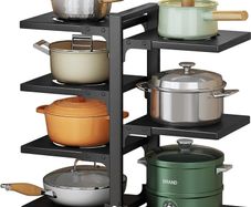Pots and Pans Organizer for Cabinet  Heavy Duty Pot Pan Rack under Sink Organizers and Storage Kitchen Cabinet Organizer with 7 Adjustable Tiers