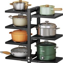 Pots and Pans Organizer for Cabinet  Heavy Duty Pot Pan Rack under Sink Organizers and Storage Kitchen Cabinet Organizer with 7 Adjustable Tiers