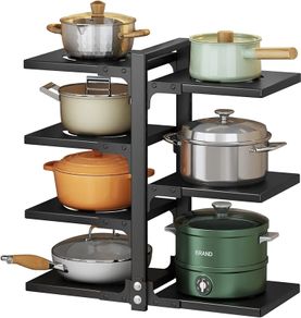 Pots and Pans Organizer for Cabinet  Heavy Duty Pot Pan Rack under Sink Organizers and Storage Kitchen Cabinet Organizer with 7 Adjustable Tiers