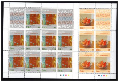 1993 Ireland Europa (Contemporary Art) Stamp Sheetlet With fine Baile Atha Cliath (Dublin) Steel cancel of 9/11/1993