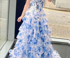 Danis closet blue and white floral maxi dress