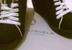 Carvela Black Canvas Wedged Shoes