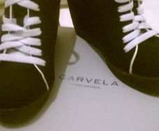 Carvela Black Canvas Wedged Shoes