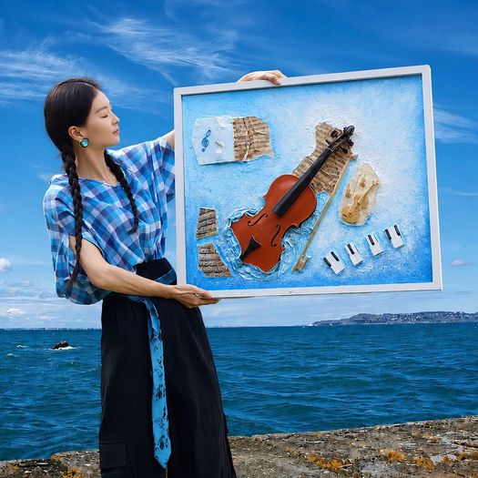 One of a Kind Mixed Media Violin Artwork