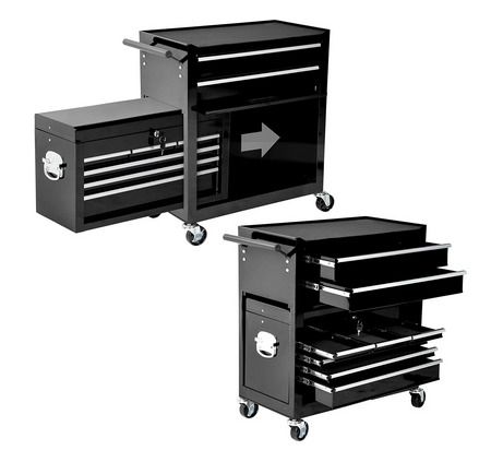 Tool Trolley with Attachment, Lockable Drawers, Ball Bearing Slide Rails