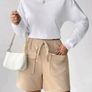 Flap Pocket Tie-Waist Apricot Shorts S Image 3