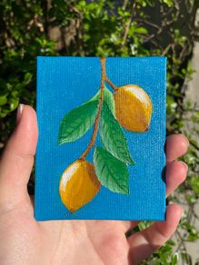 Lemon art, Original art, Acrylic art, Mini art