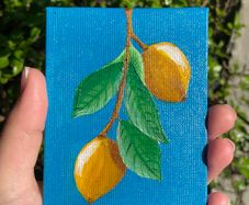 Lemon art, Original art, Acrylic art, Mini art