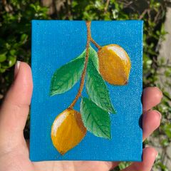 Lemon art, Original art, Acrylic art, Mini art