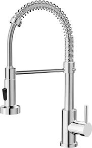 Kitchen Tap, Spring Kitchen Sink Mixer Taps with Pull Out Spray, Commercial Faucet Single Handle Lever, High Arc Swivel 360 with 2 Spray