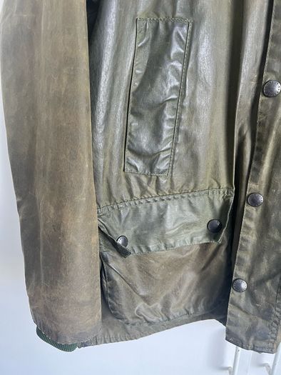 Vintage Barbour A100 Bedale 1990s sage green wax jacket
