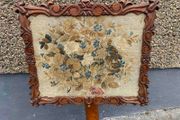 vintage/antique pole fire screen and needle point work