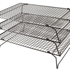3 Tier Non-Stick Cooling Rack - Space Saving Collapsible Cake Cooling Tray For Baking - Freshly Baked Cakes, Muffins, Cookies & Biscuits - 40 x 25cm (FREE POSTAGE)