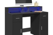 Desk with LED Lights Black 120x55x91 cm Engineered Wood