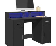 Desk with LED Lights Black 120x55x91 cm Engineered Wood