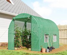 Reinforced Walk in Polytunnel Greenhouse with Roll Up Door, Galvanised Steel Frame and Zipped Door Windows, 2.5 x 2 m