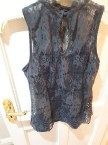 Grey Lace Sleeveless Top & Camisole
