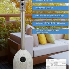 ACTIVA Brolly Rattan 13 KW Heater, White, 220 cm Height, 84 cm Reflector