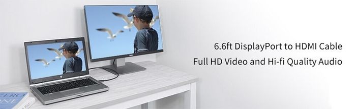 iVANKY 2M DisplayPort (Male) to HDMI (Male) 1080P Gold-Plated/Nylon-Braided Cable (Brand New/Warranty)