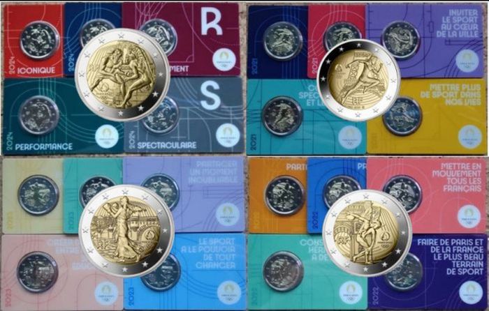 France 2 Euro BU Coin Card Olympic Games Paris 2024 (COMPLETE SET of 20)