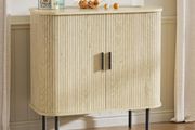 Buffet Storage Cabinet for Living Room, Kitchen Cupboard with Tambour Sliding Door, Storage Unit for Modern Home Dinning Room,Nature