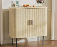 Buffet Storage Cabinet for Living Room, Kitchen Cupboard with Tambour Sliding Door, Storage Unit for Modern Home Dinning Room,Nature