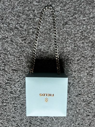 Sterling Silver Flat Square Curbed Men's Necklace