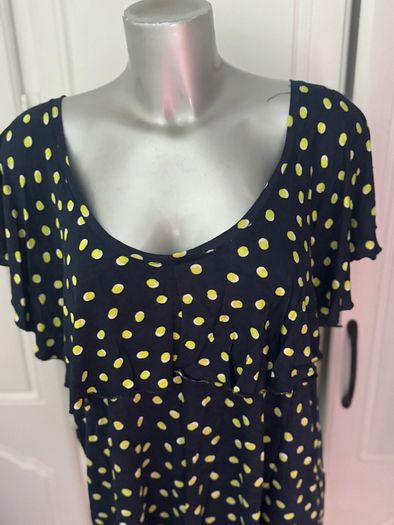 Navy top with lime dots size UK18 EU46 Postage included