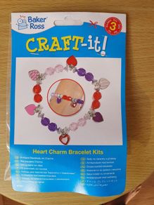 BNIP - An Adorable "Baker Ross Craft it" Heart Charm Bracelet Kit - 1 Item - Instructions included.