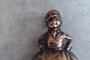 Vintage Lady brass bell Small woman brass bell Solid brass figurine Desk bell