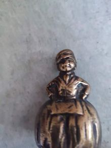 Vintage Lady brass bell Small woman brass bell Solid brass figurine Desk bell