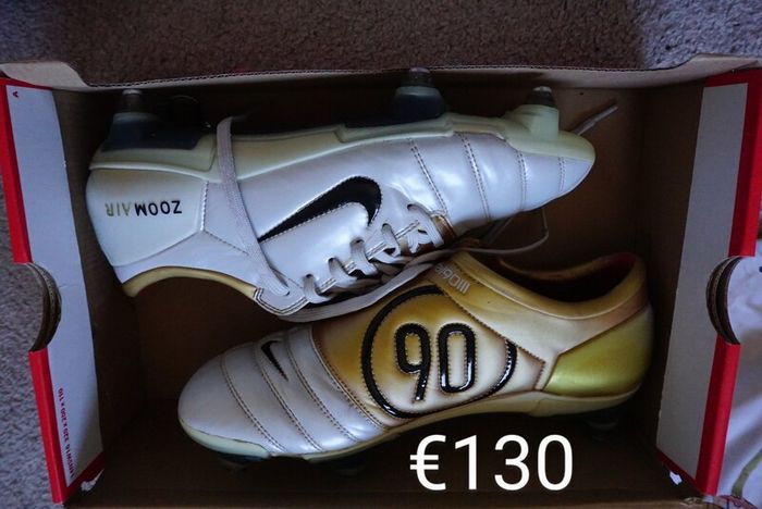 Football Boots Nike Air Zoom Total 90 III White/Gold (2004) Size 7UK SG