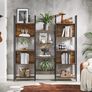 _Bookcase Ladder Shelf 14 Shelves Metal Frame Living Room Study Office Industrial Design 158 x 24 x 166 cm Vintage Brown/Black Image 2