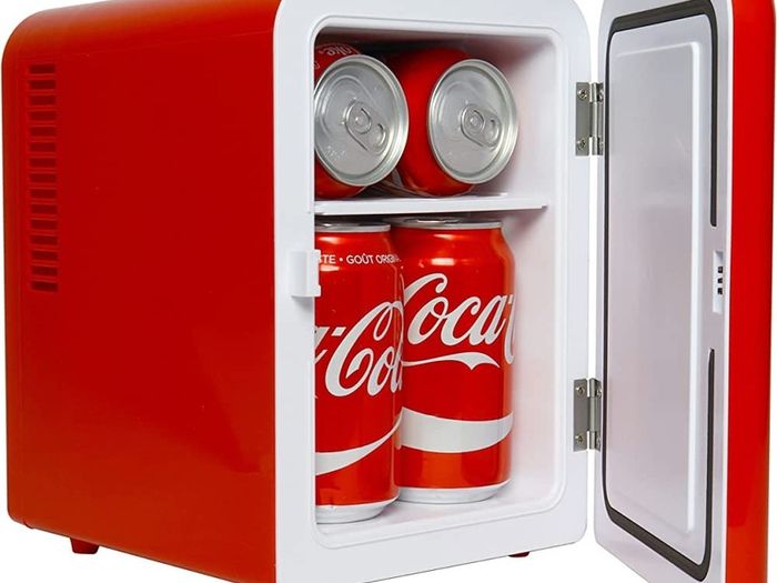 Coca Cola Mini Fridge 4 L/6 Can Portable Fridge/Mini Cooler Refrigerator for Food Beverages Drinks Skincare Snacks Home Bedroom Office Dorm Travel Car Boat, AC & DC Plugs Included (FREE POSTAGE)