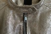 Metallic/gold biker style faux leather jacket Size XL UK 12-14