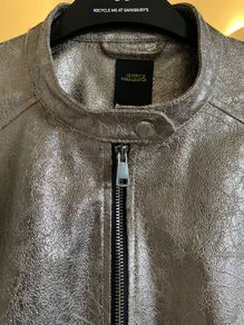 Metallic/gold biker style faux leather jacket Size XL UK 12-14