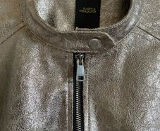 Metallic/gold biker style faux leather jacket Size XL UK 12-14