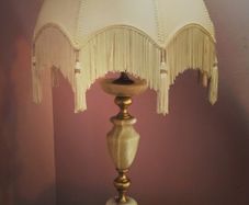 Mid-century ornate brass & carved onyx table lamp