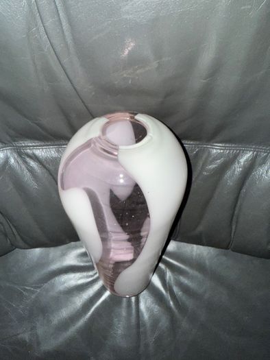 Large Abstract pink&white glass vase
