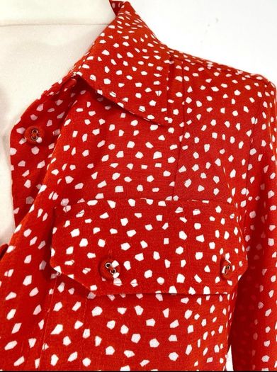 Free Post today ONLY- Mint Velvet Orange Polka Dot Shirt Dress with belt - Size 8