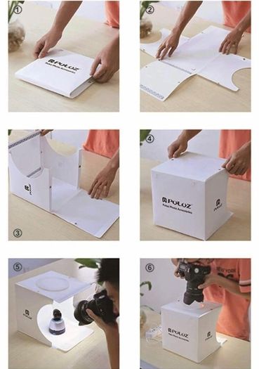 Portable Studio,Foldable Light Box for Photography with LED Light Mini Booth Shooting Tent kit Equipped with 6 Colors Background Cloths Built in Light